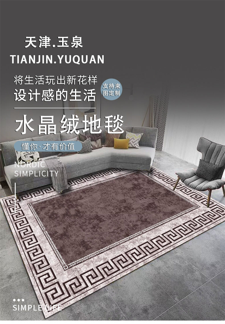 Living Room Carpet Stain-Resistant Easy Care Light Luxury Sofa Coffee Table Rug Home Use All-Season Crystal Velvet Bedside Warm Blanket