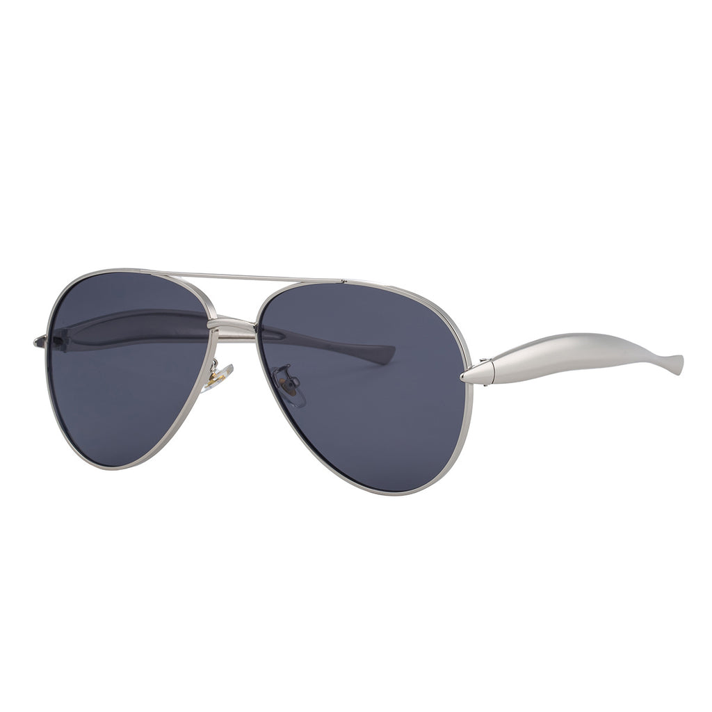 Toad-shaped Metal Sunglasses2025New Retro Plain Sunglasses High-End Feel Women Street Style Trendy Sunglasses