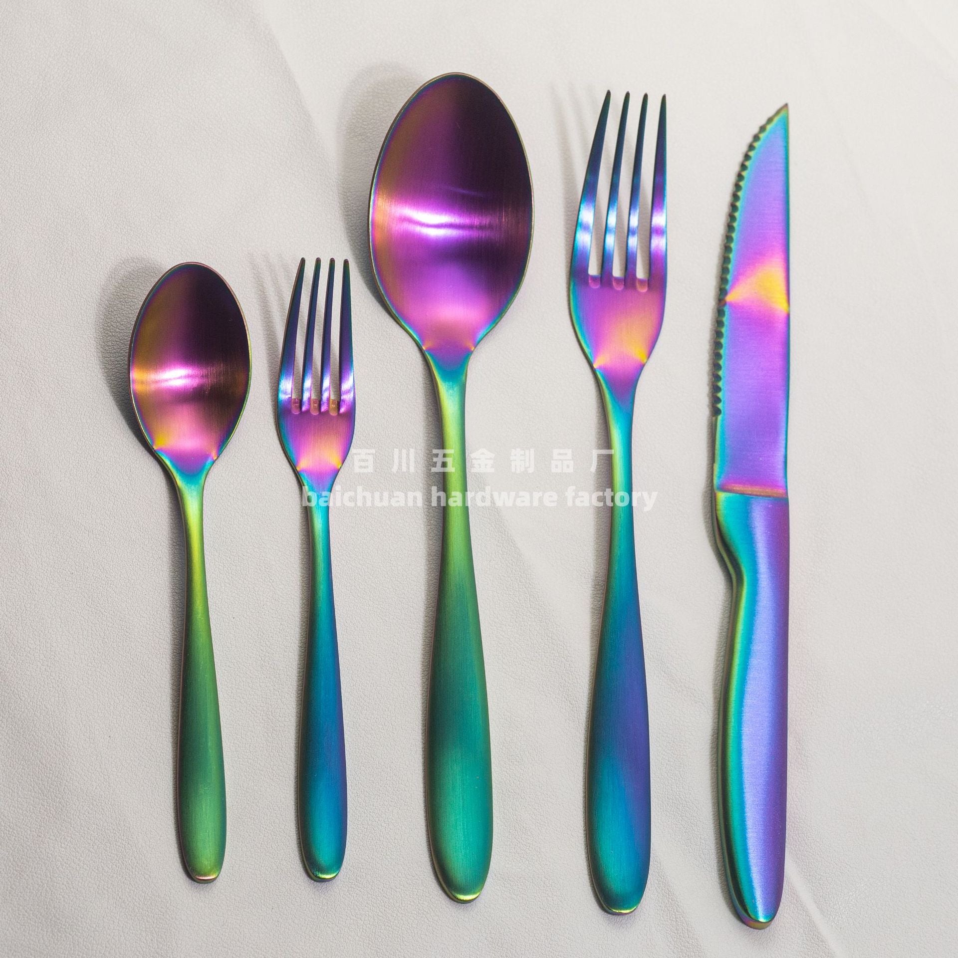 304Stainless Steel Knife Fork Spoon Set Western Tableware Hotel Heavy Sanding Wholesale Steak Knife Tea Spoon Classic Style