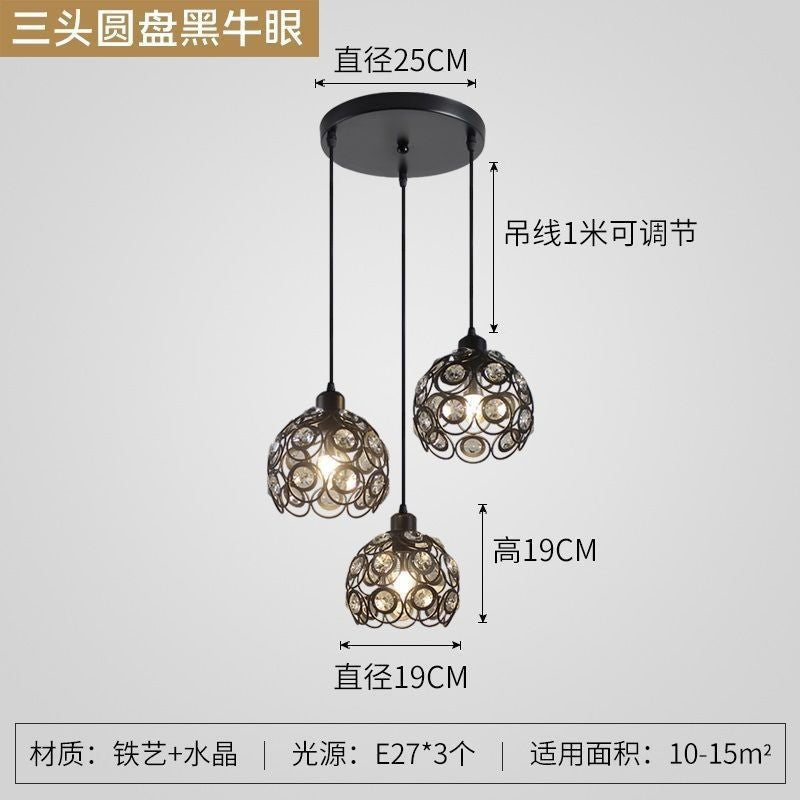 Export Simple Restaurant Crystal Pendant Light Single Head3Headboard Pendant Light Dining Table Bar Crystal Pendant Light Wholesale