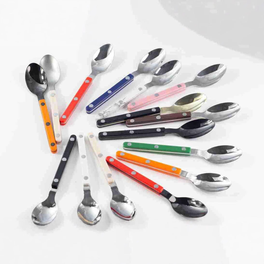 304Mirror Western Tableware Set ABS Handle Butter Knife Fork Spoon Clip Handle Steak Dessert Spoon Fork Plastic Handle