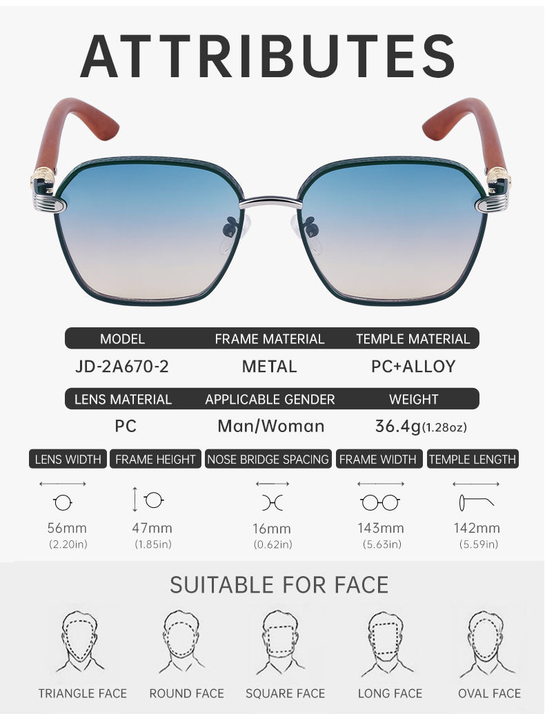 Vintage Imitation Wood Grain Temple Men's Sunglasses Outdoor Driving Square Frame Sunglasses Wholesale shades