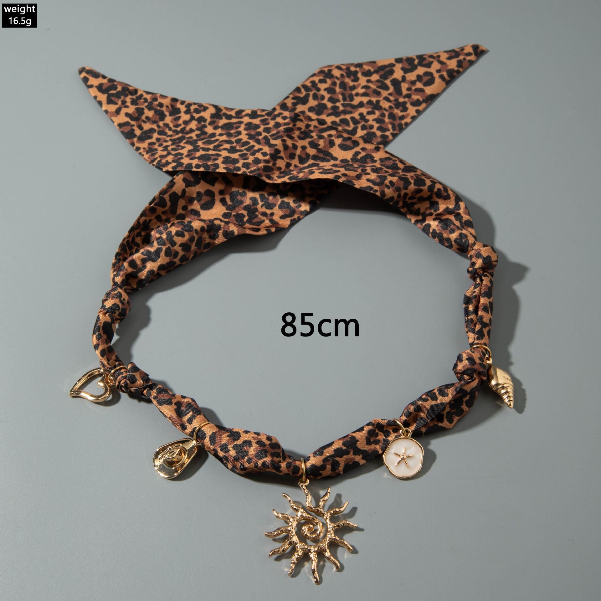 European and American Style Ocean-themed Cross Conch Starfish Pendant Leopard Print Exaggerated Necklace Collarbone Chain Jewelry