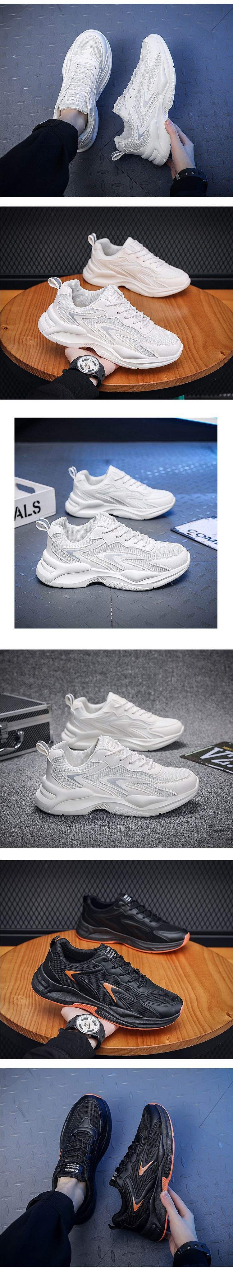 Men's Shoes Summer New Breathable Mesh Shoes Men's Sports Shoes Korean Style Versatile White Shoes Thick Running Casual Shoes