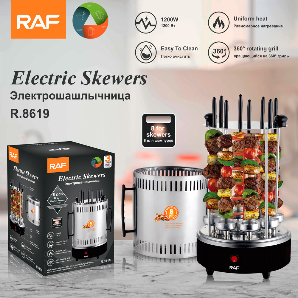 RAF European Standard BBQ Grill Skewer Machine Household Multifunctional Grilling and Frying Integrated Smokeless Charcoal Grill R.8619