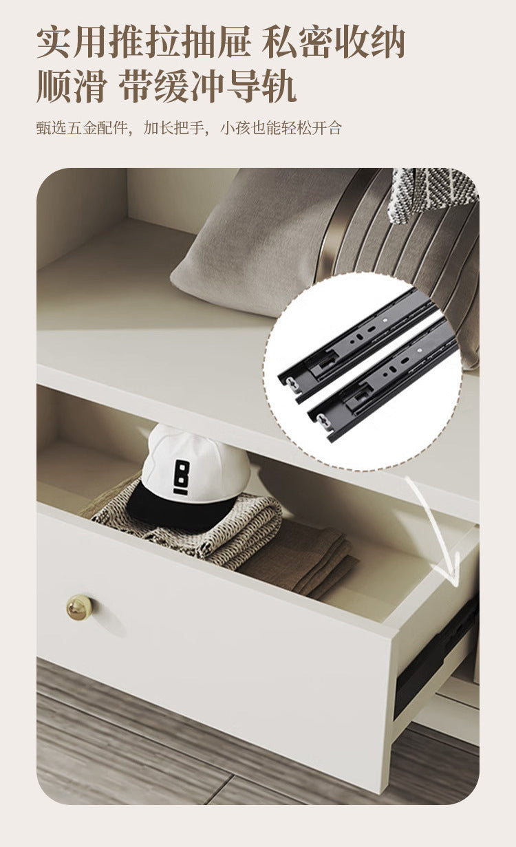 Custom Solid Wood Wardrobe for Home Bedroom Modern Simple Cream Style Hot-Selling Storage Cabinet One-Door to Ceiling Large Wardrobe