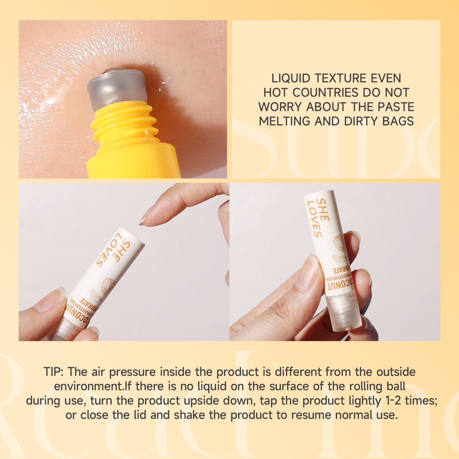 Honey Coconut Roll-On Lip Oil Long-lasting lightening lip lines moisturizing nourishing transparent glossy glass lip gloss