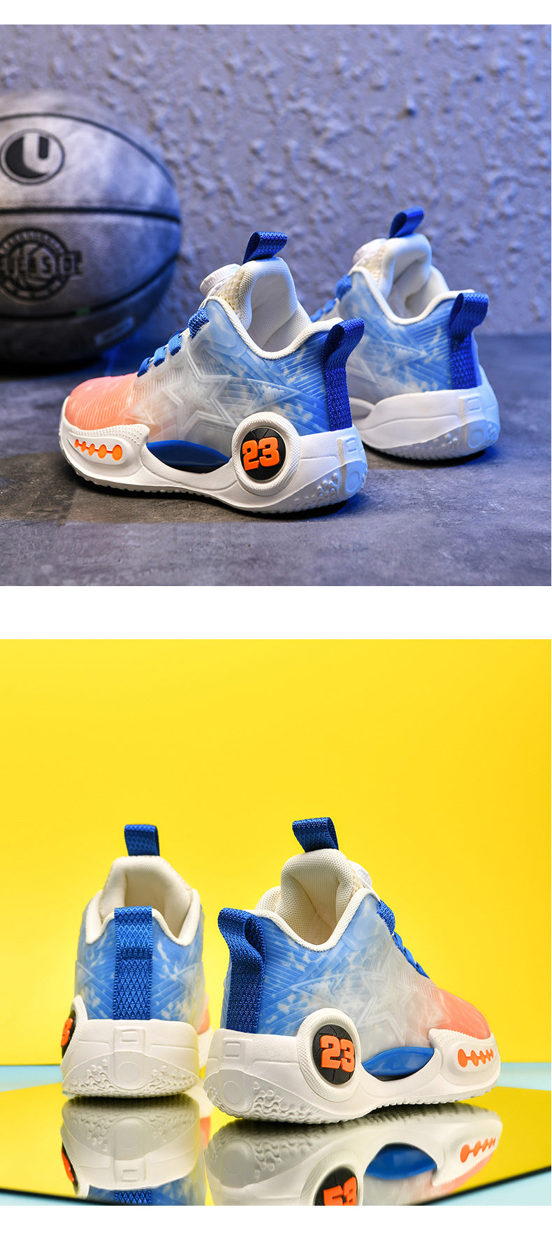 New Girls Light Elastic Damping Children's Shoes Boys Rotating Buckle Luminous fashion Casual Sports Children's Basketball Shoes