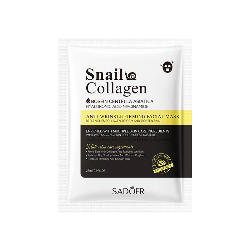 Full English Snail Face Mask SADOER Collagen anti-wrinkle firming delicate skin mask  wholesale