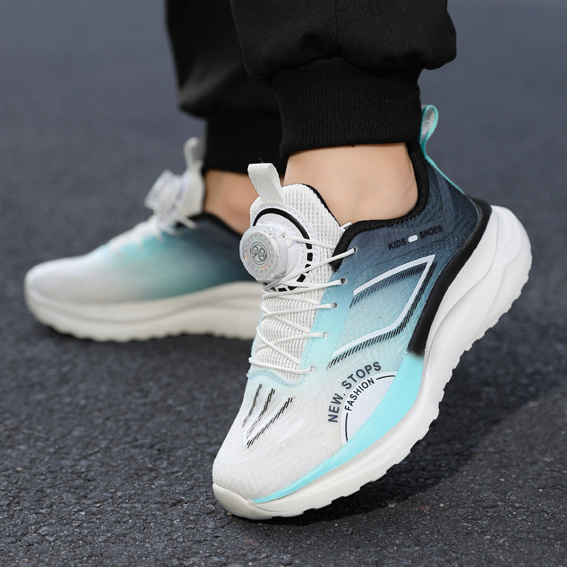 Spring and Summer New Children's Comfortable Breathable Button Running Shoes Fashionable Casual Kids Shoes Non-Slip Wear-Resistant Boys' Sports Shoes