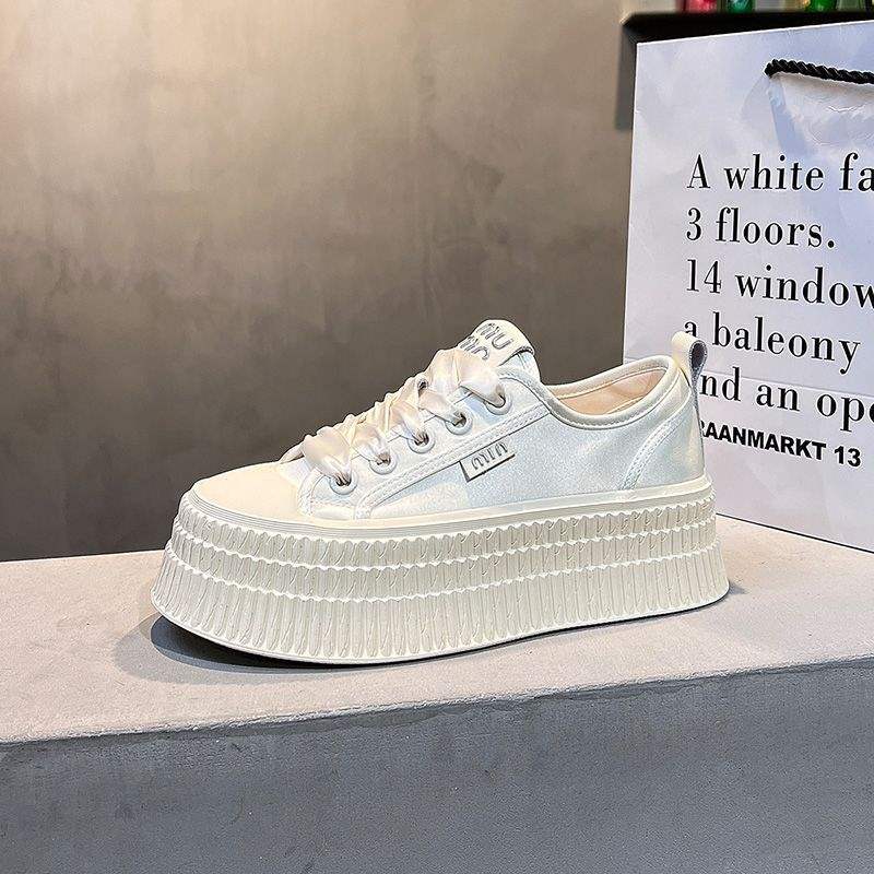 Thick Sole Biscuit White Sneakers for Women2025Versatile Student ins Fashionable Sports Casual Sneakers