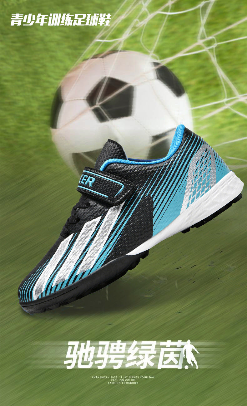 New football shoes for men and women with Velcro for children TF Broken Nail Style Youth Student Grassland Flat Training Shoes