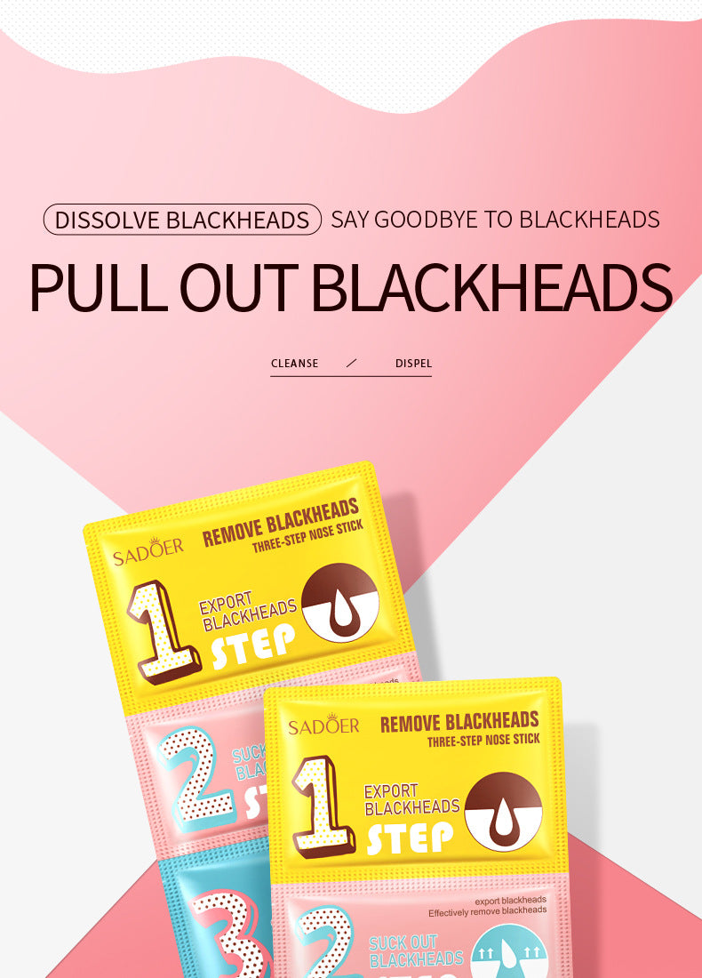 Three Steps to Remove Blackheads Nose Strips SADOER Skin Care Products T District Nursing Set Cross-Border Foreign Trade Wholesale