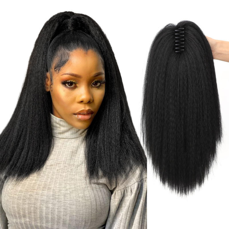 European and American Style Claw Clip Ponytail Wig yaki Ponytail Fluffy Straight Hair Short Ponytail African Synthetic Long Hair Braid