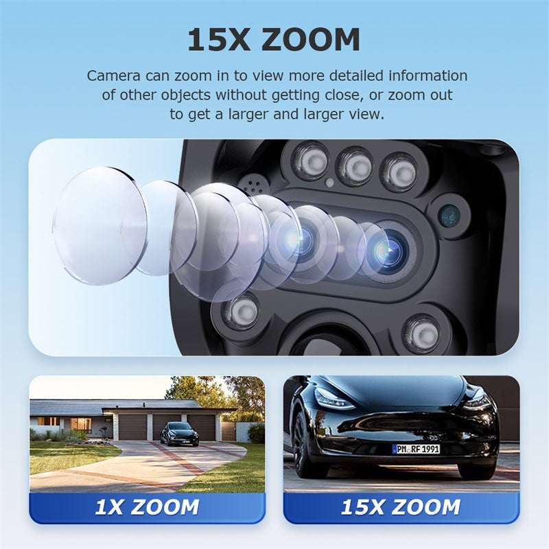 4G Wireless Trinocular Multi-view Remote Control1510x Zoom Solar-Powered Camera600Ultra HD Night Vision