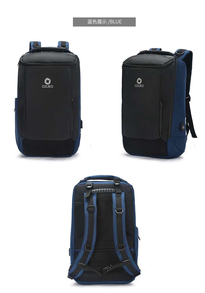 ozuko New business backpack for men, outdoor multifunctional travel bag, waterproof1715-inch Laptop Backpack