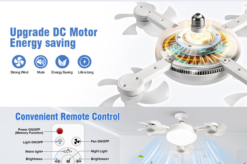 50W Drone Style Ceiling Fan Light E27Fan Light led Fan Light Folding Ceiling Light3Color Light