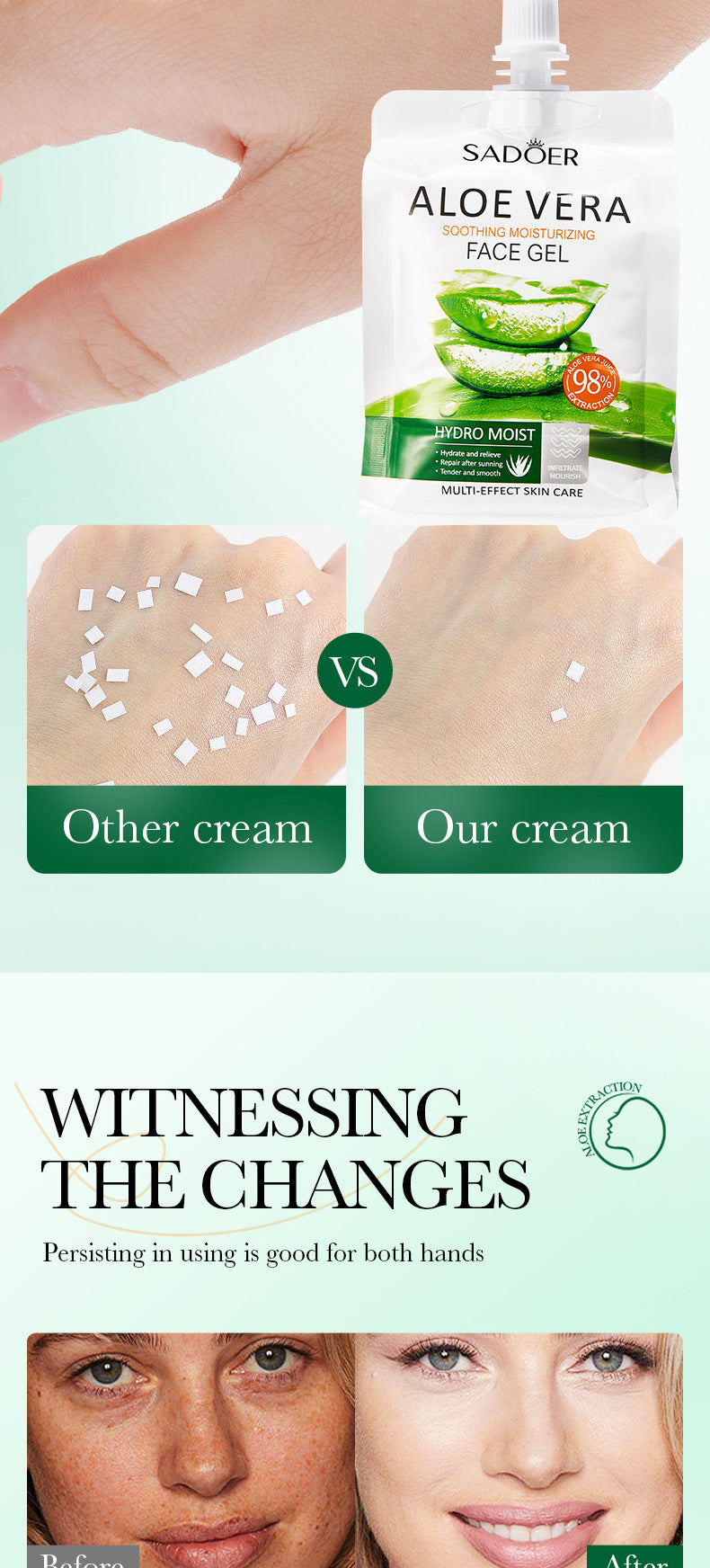 Aloe Vera Gel Aloe Vera Gel300g Large Capacity Hydrating Moisturizing Nourishing Cross-Border Foreign Trade Live Wholesale