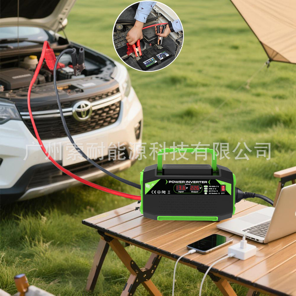 Vehicle Inverter300W/500W12V Turn110V/220V Dual Socket with Digital Display/USB/Type-C