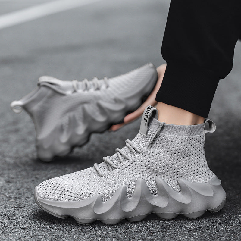 New Large Size Men's Shoes Sports Casual Shoes Men's Korean Style Trendy Shoes Lightweight Breathable Sock Shoes Men's Volcano Shoes