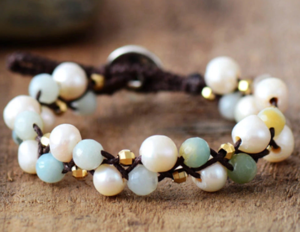 Tiger Eye Elastic Bracelet Adjustable Colorful Beaded Handmade Wrapped Bracelet Volcanic Double Row Woven Bracelet