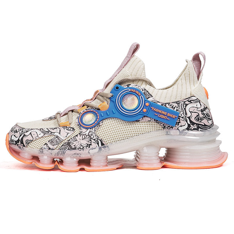 Blade Rebound Men's Shoes Mesh Breathable Running Shoes Youth Trendy Versatile Height Increasing Shock Absorption Sports Shoes