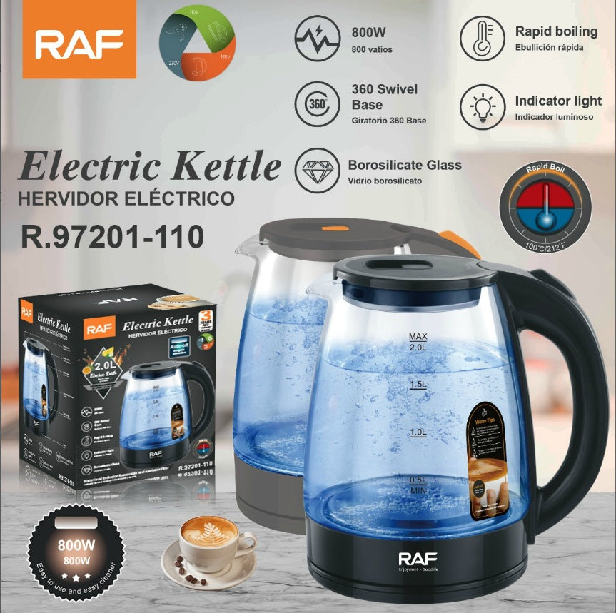 RAF European Standard Glass Electric Kettle Household Electric Kettle Automatic Power-off Kettle Health Care Wholesale R.7201