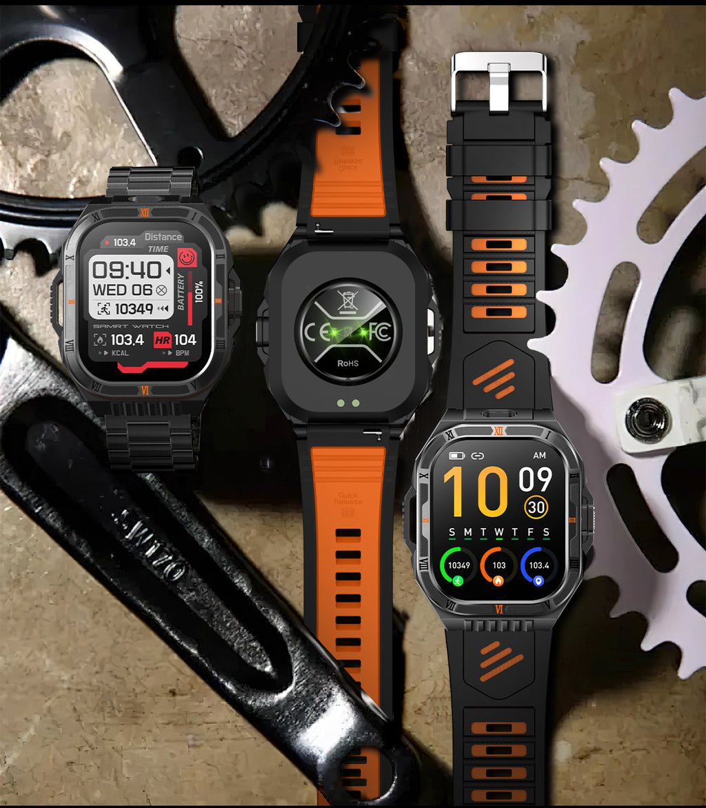 HT38Smart Watch Bluetooth Call Heart Rate Pedometer Sleep Flashlight Deep Waterproof Large Battery Three-Proof Sports