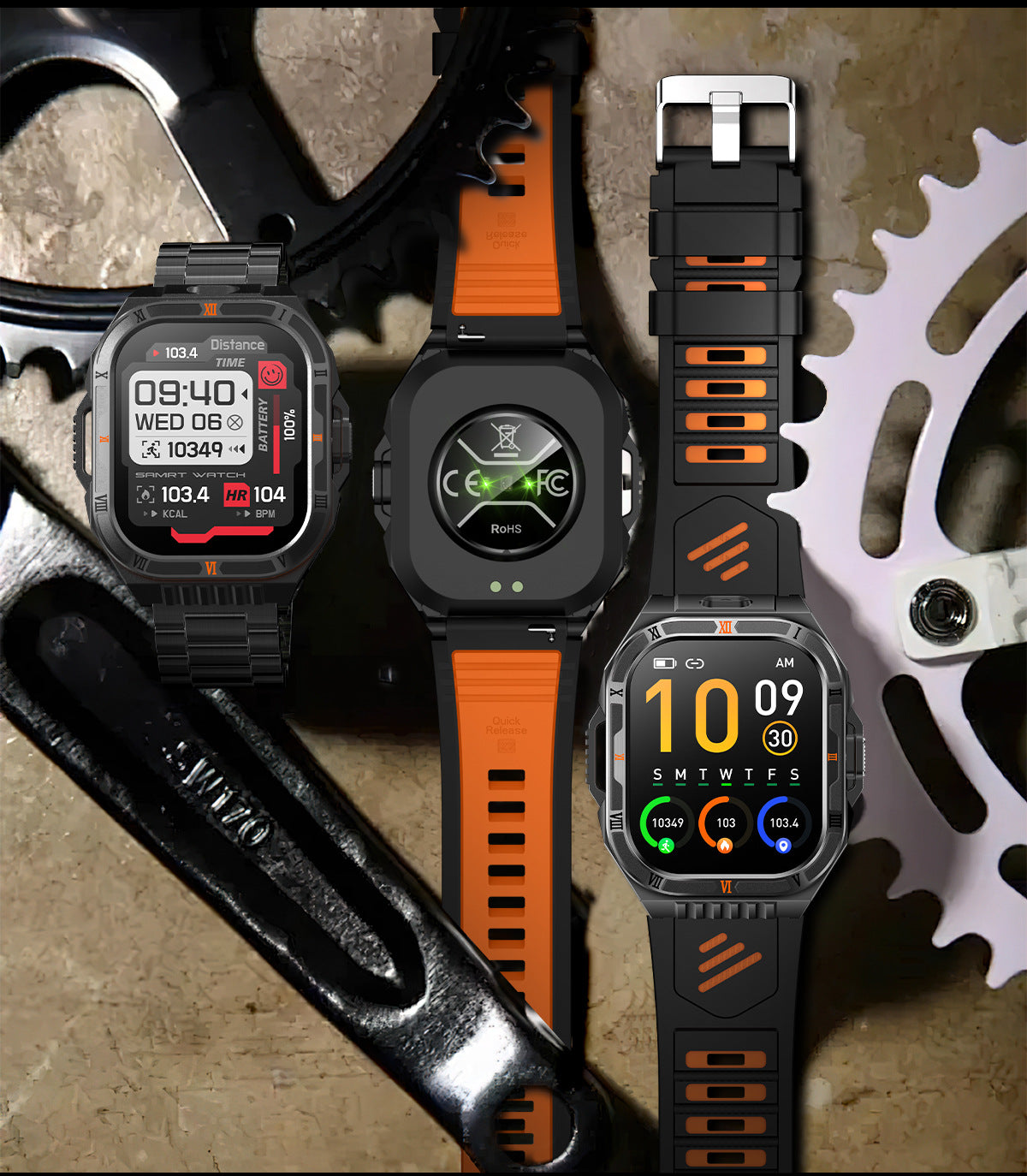 HT38Smart Watch Bluetooth Call Heart Rate Pedometer Sleep Flashlight Deep Waterproof Large Battery Three-Proof Sports