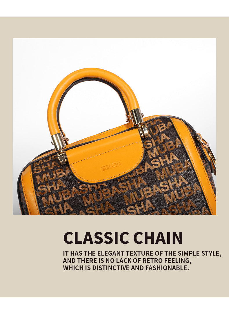 2024New Fashion Boston Bag Printed Retro Pillow Bag Handheld Shoulder Bag Personalized Crossbody Bag European and American Style Bag