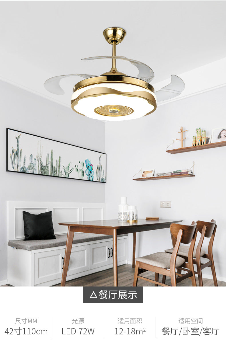 Living Room Ceiling Fan with Strong Wind Power Invisible Household Ceiling Fan Light for Bedroom and Dining Room, Integrated Fan Light with Light, Electric Fan Ceiling Light