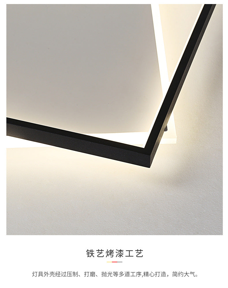 Nordic Living Room Lamp Rectangular Household Elegant Ceiling Lamp led Master Bedroom Lamp Iron Art Room Lamp Zhongshan Lighting