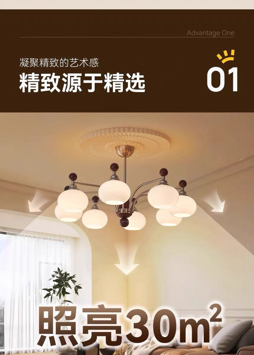 Vintage Retro Solid Wood Living Room Designer Persimmon Pendant Light Vintage French Cream Style Bedroom Living Room Dining Room Light