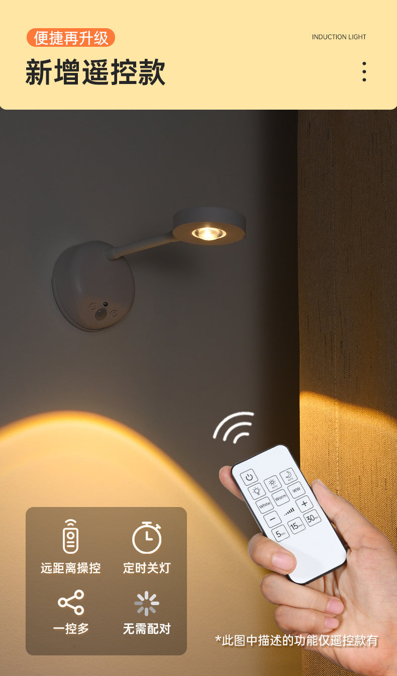 new indoor wireless wall light spotlight Charging led Intelligent Human Body Sensor Light Remote Control Picture Light