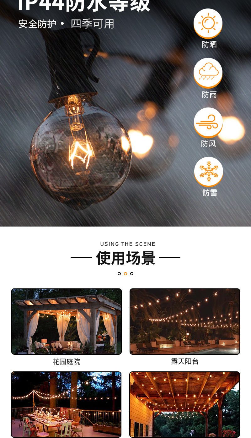 G40High Voltage String Lights led Small String Lights Waterproof US Standard G40Tungsten string light warm light outdoor string light bulb