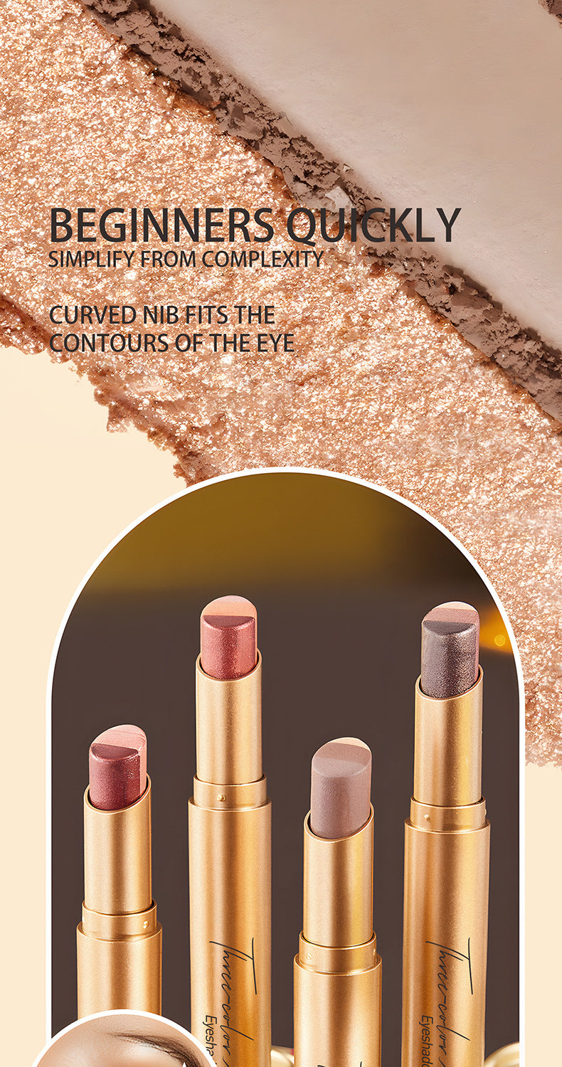 One-Stroke Gradient Lazy Three-Color Eyeshadow Stick Matte Shimmer Pearl Highlight Eyeshadow Pen