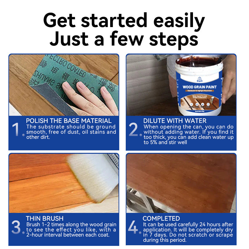 Water-Based Wood Grain Paint Outdoor Anti-Corrosion Wood Oil for Doors, Windows, Cabinets Color Change Renovation Brightening Anti-Wax Oil Antique Wood Paint