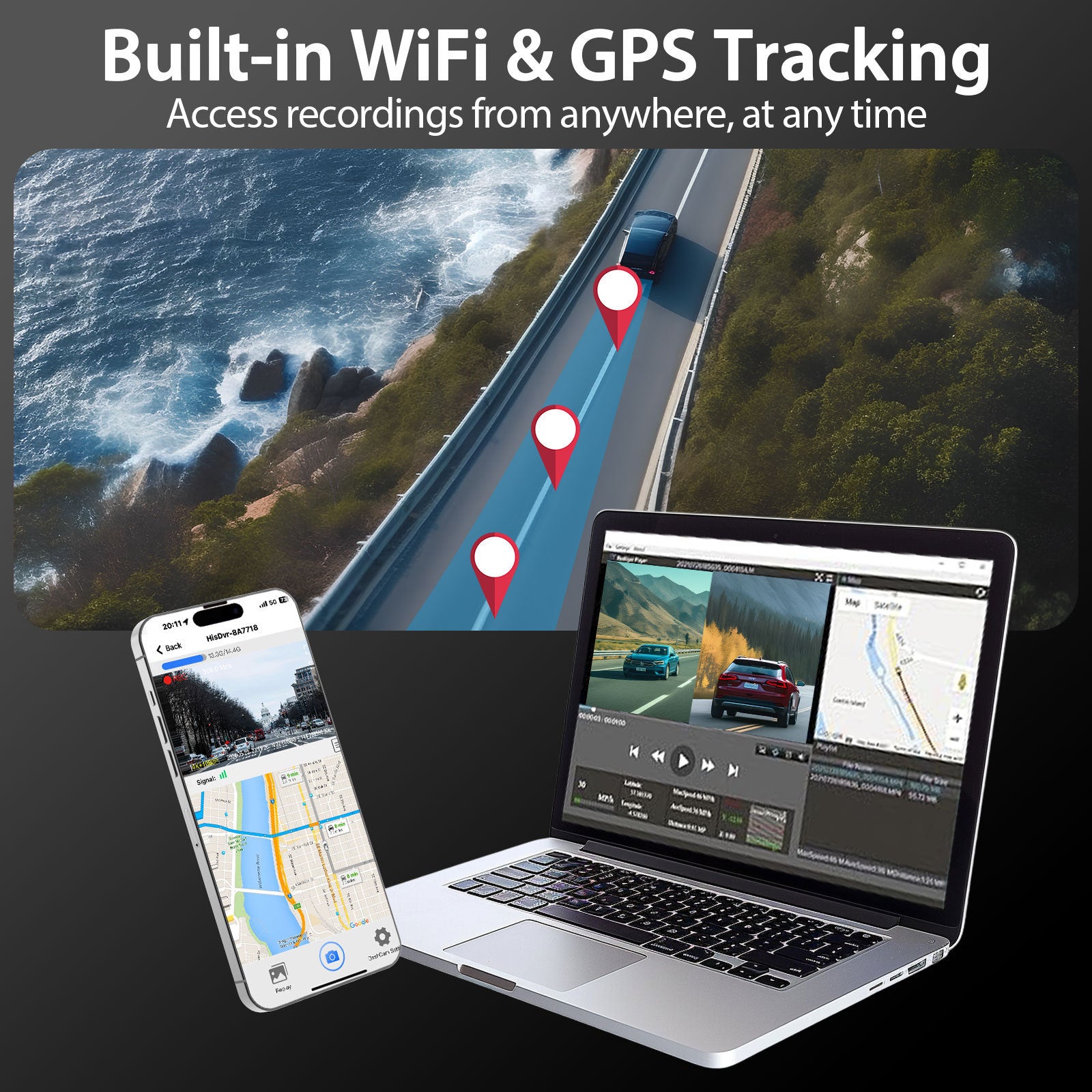V56 3.18Inch Screen4K+1080P Driving Recorder REDTIGER F7N Optimized Driving Recorder wifi