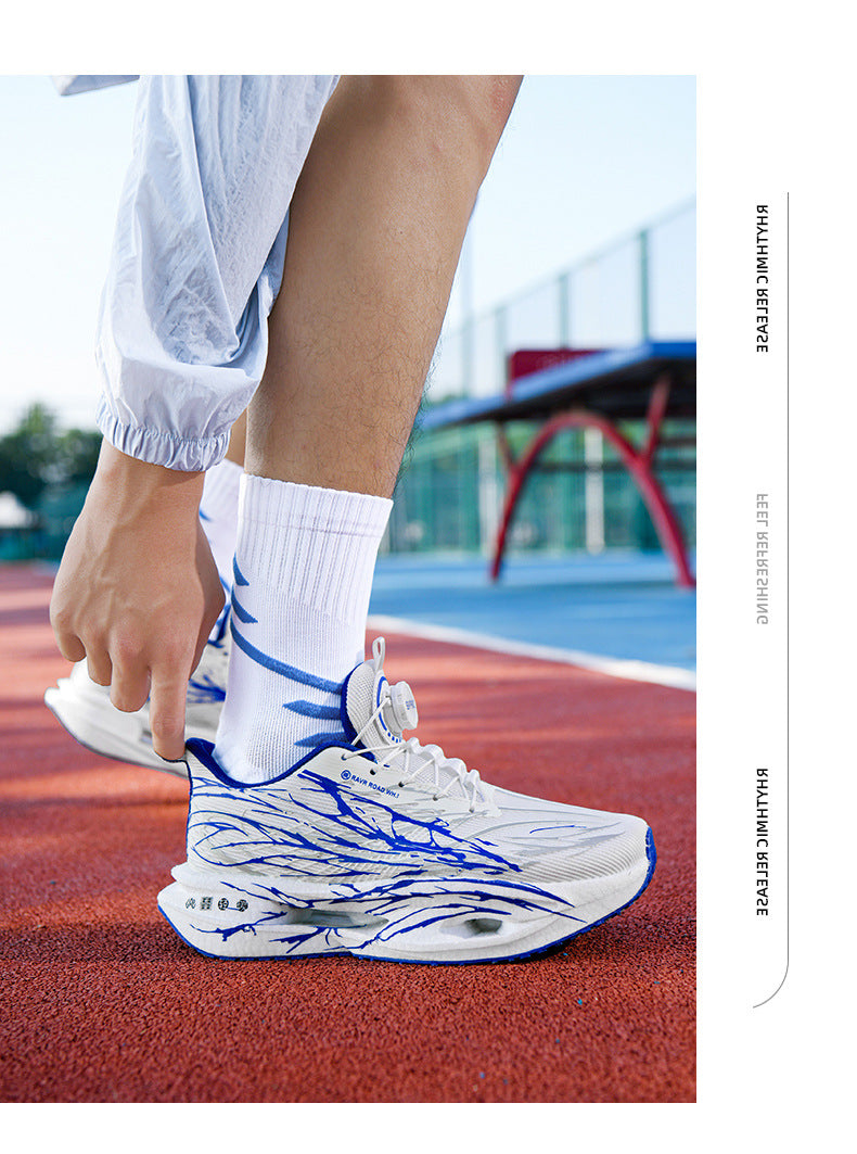 Autumn Winter Double Mesh Thickened Comfortable Rotating Buckle Fluorescent Versatile Running Shoes Youth Carbon Plate Really Soft Sole Sports Shoes