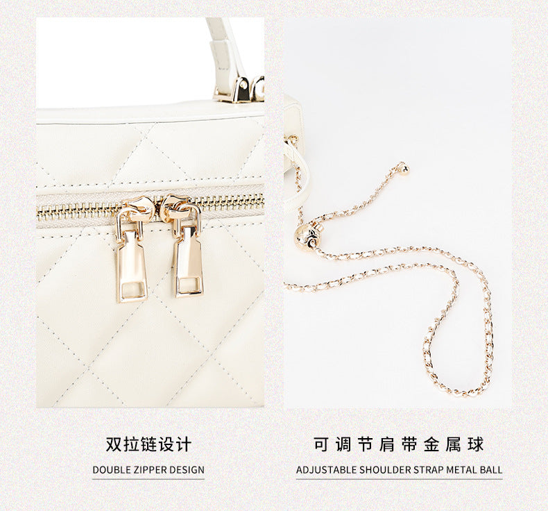 Korean Style Fashion Handbag for Women New Simple Embroidery Small Square Bag2024Spring and Summer Trendy Crossbody Bag