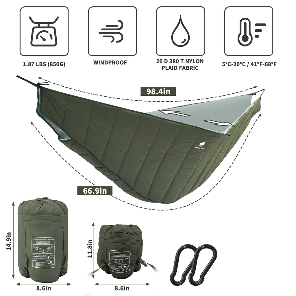 Double Sleeping Bag Hammock Outdoor Portable Camping Hanging Chair Cold-proof Lightweight Camping Warm Quilt
