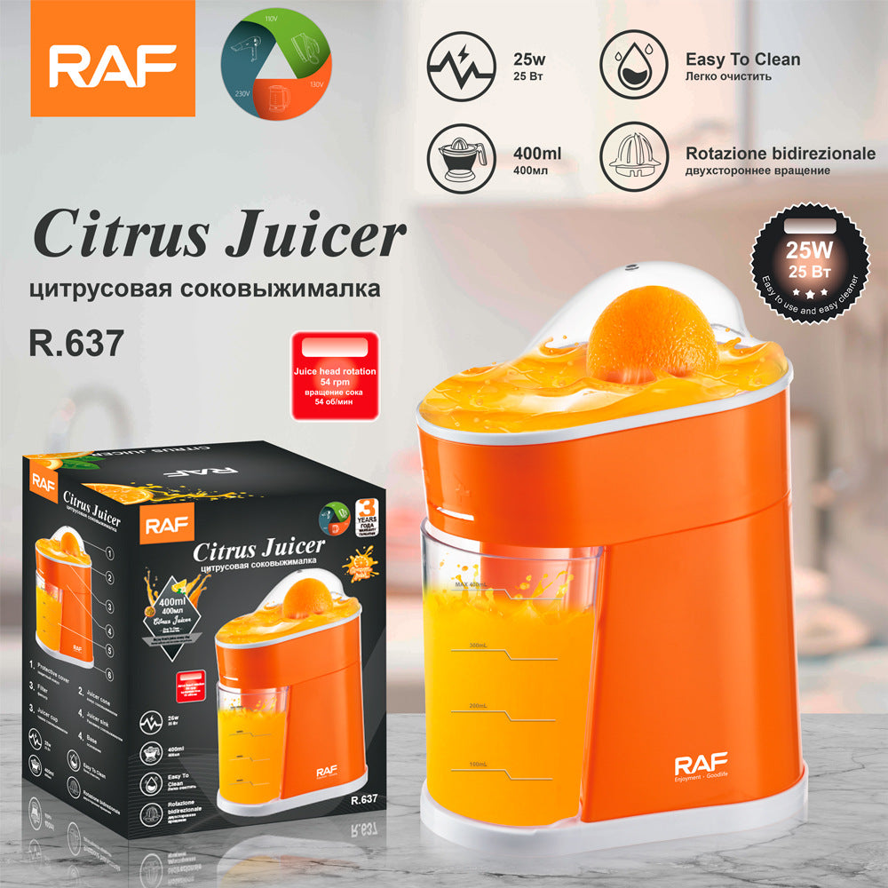 RAF EU Standard Electric Fresh Orange Juicer Household Automatic Lemon Orange Juice Machine Small Portable400ml