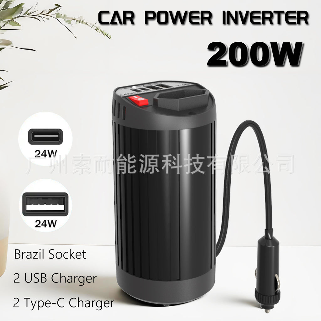 Cup-shaped Car Inverter200W 12V Turn110V220V Double USB Type-C Exclusive Supply inverter