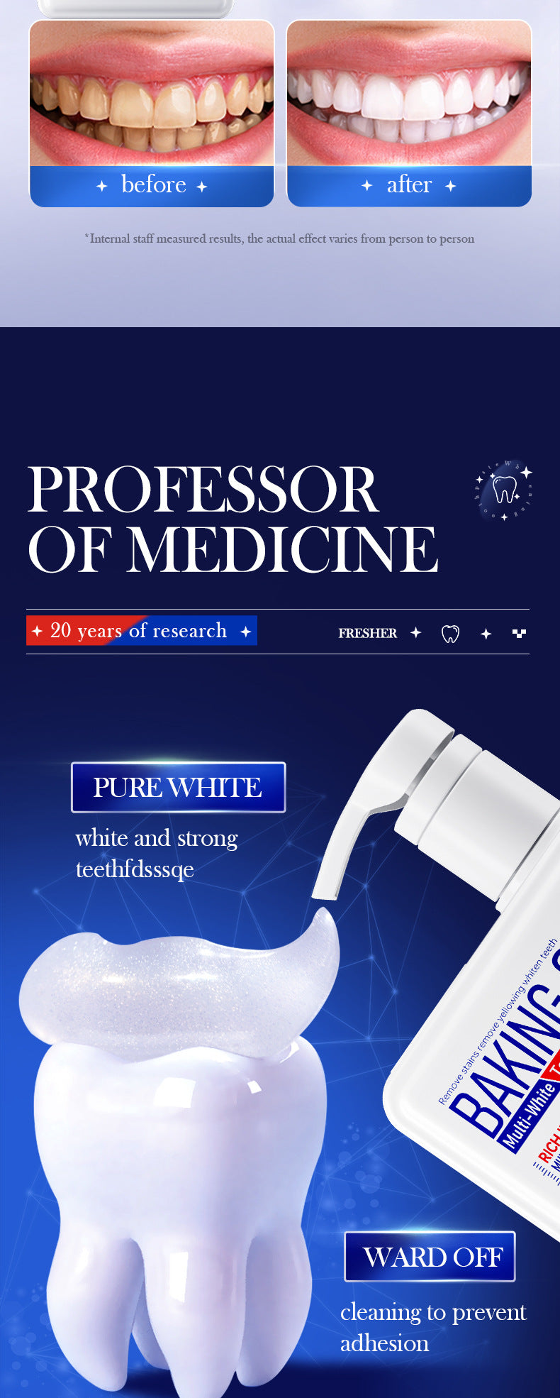 Full English Pump Toothpaste SADOER Baking Soda Probiotics Teeth Cleaning Oral Freshness  Wholesale