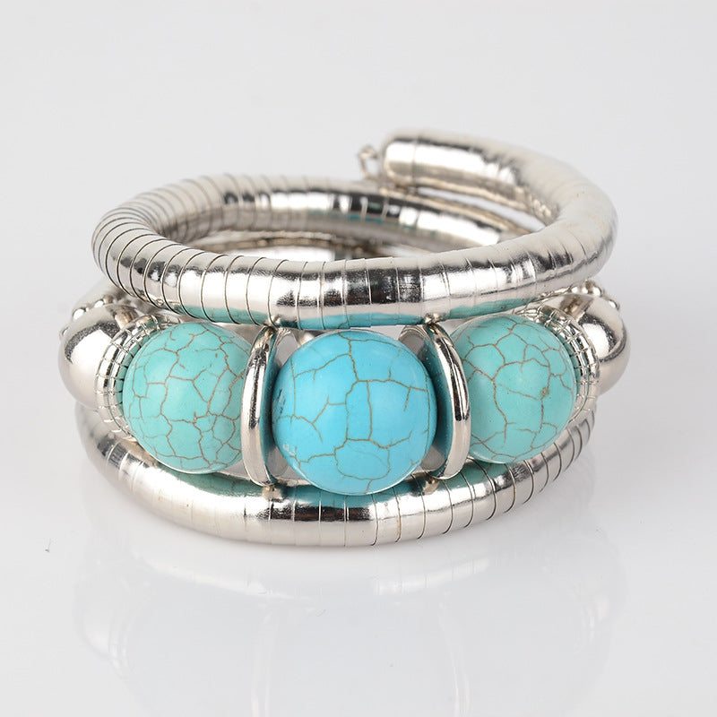 Factory Direct Sale Three-Circle Bracelet European and American Style Exaggerated Personality Spacer Vintage Beaded Bohemian Multi-Layer Bracelet