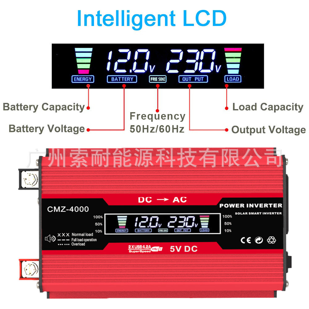 300W Vehicle Inverter12V Turn110V220V Double USB Smart screen car power inverter