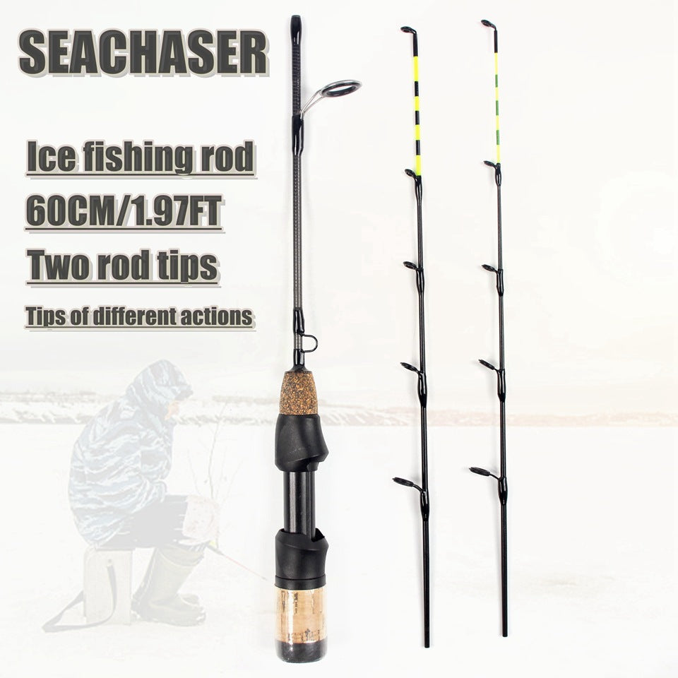 One-piece Double-tip Ice Fishing Winter Fishing Rod Shrimp Rod Spinning Reel Fishing Gear Set Fishing Rod