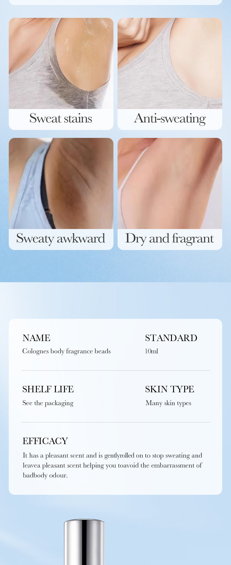 Roll-on Body Perfume SADOER Ancient Dragon silver Long-lasting Fresh Roll-on Perfume Cross-border Wholesale