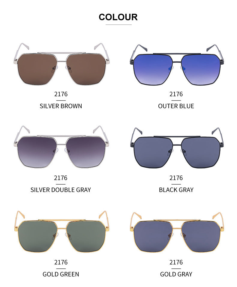 Men's Retro Double Bridge Sunglasses shades Europe and America ins Large Frame Sunglasses for Men Trendy Outdoor Cycling Glasses Wholesale