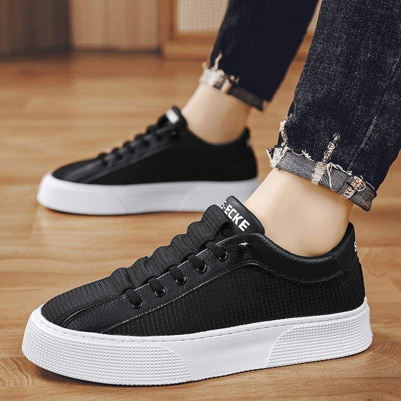 Summer2025New Men's Shoes Ice Silk Breathable White Shoes Men's Thick Sole Non-Slip Lightweight Trendy Versatile Sneakers